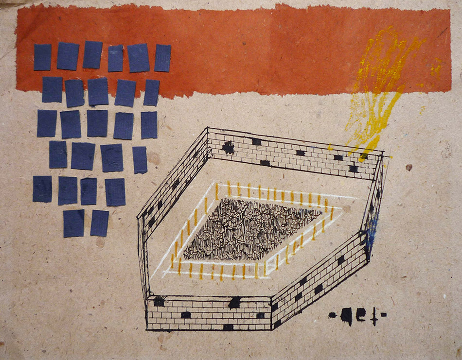 What is a box no. 1. Ink, oil and collage on paper. 18 x 25 cm. 2009